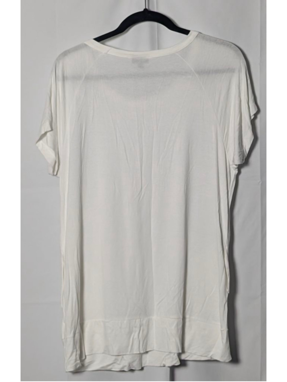 COCO + CARMEN White Short Sleeve Tee Brown Buttons Small Medium - Picture 2 of 5
